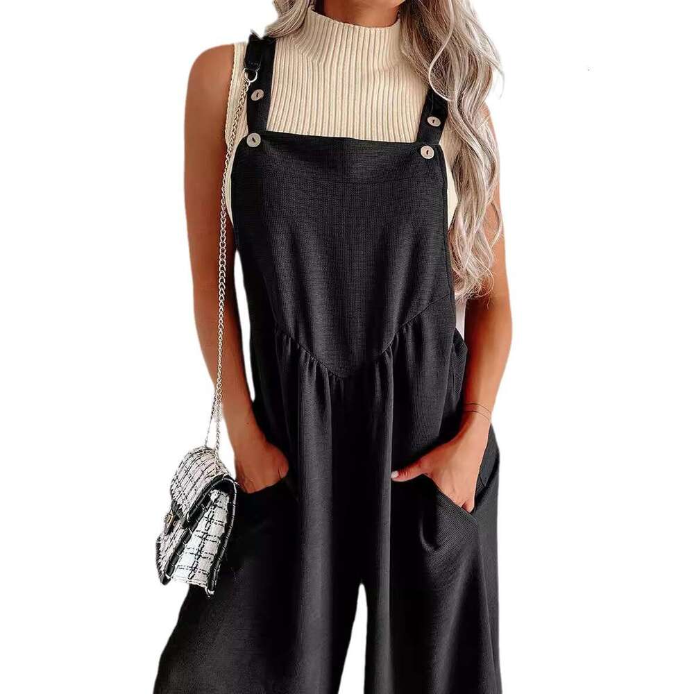 2024 Summer New Sleeveless Strap jumpsuit Women's Casual Loose Falling High Waist Wide Leg Pants Women