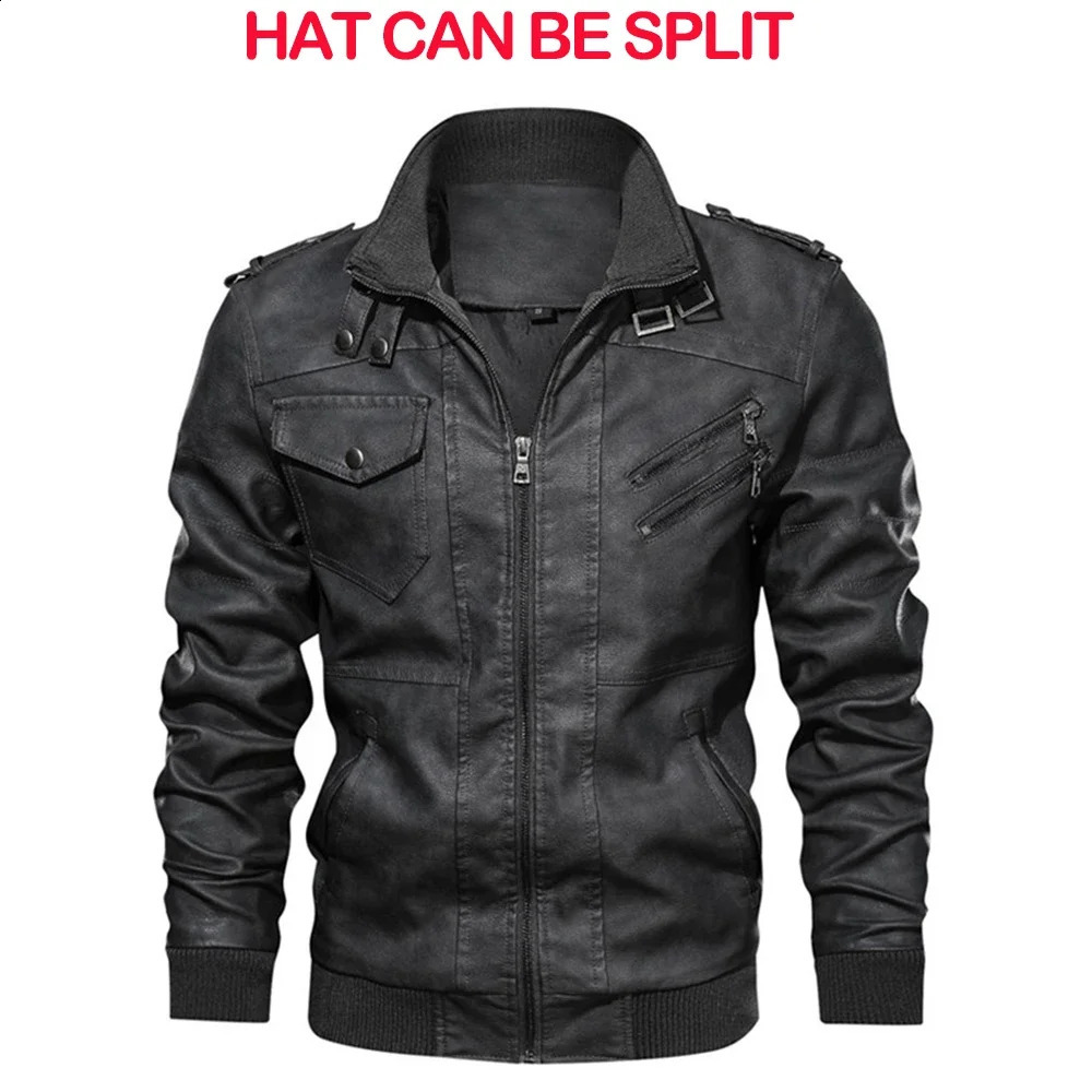 Autumn Mens Leather Jackets Trendy Casual Motorcycle PU Jacket Streetwear Solid Color Windproof Biker Coats 240905