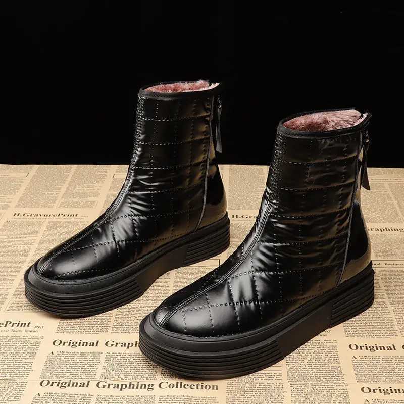 Womens winter thick soled waterproof plus velvet warm cotton shoes platform anti slip shoes womens ankle boots CL240906