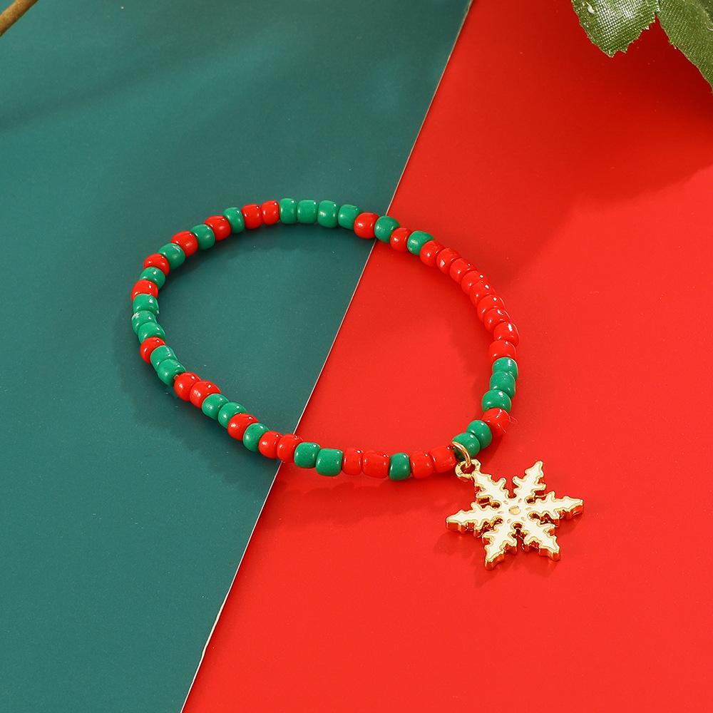 Stylish Holiday Jewelry - Multicolor Christmas Bauble Bracelets with Snowflakes and Tinkling Bells