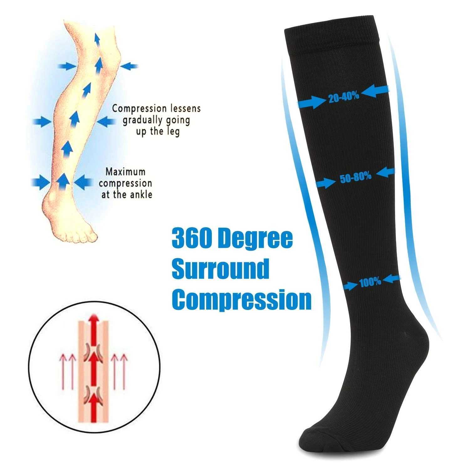 2 pairs of compressed inventory blood circulation promotion weight loss exercise nurse socks anti fatigue comfortable knee high W240905