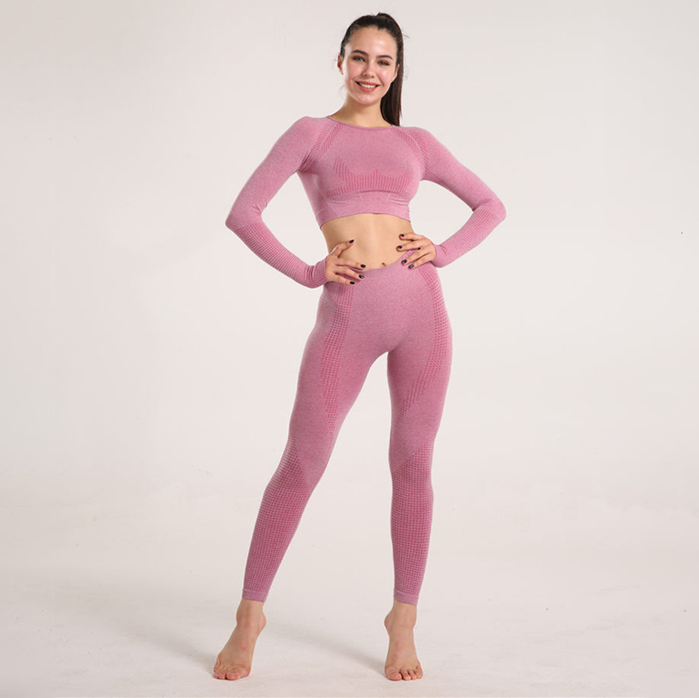 YDML New seamless suit for women with a dotted top, tight pants, hip lifting, high waist yoga exercise set