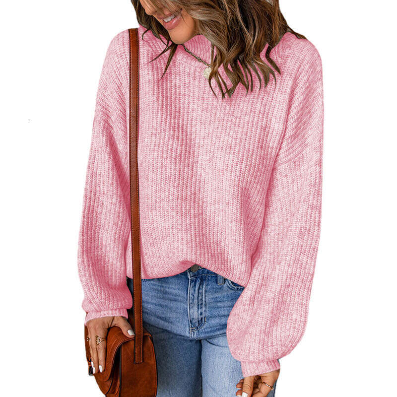 2024 Women's Autumn and Winter New High Collar Solid Loose Pullover Sweater for Women