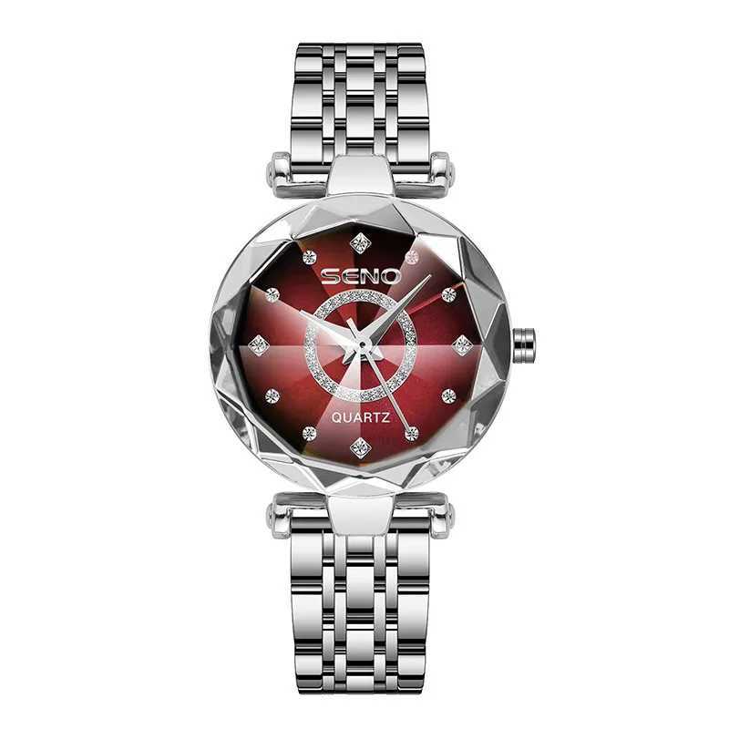 Womens Ocean Heart Light Luxury Quartz Watch Diamond Bright Multi sided Glass Womens Waterproof Watch W240902