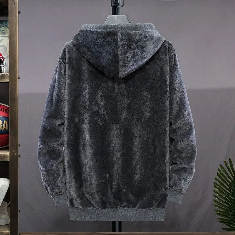 Mens Clothing Hooded Black Sweatshirts for Man Fleeced Hoodies Full Zip Up Simple Overfit Loose Welcome Deal Sweat Shirt In 240906
