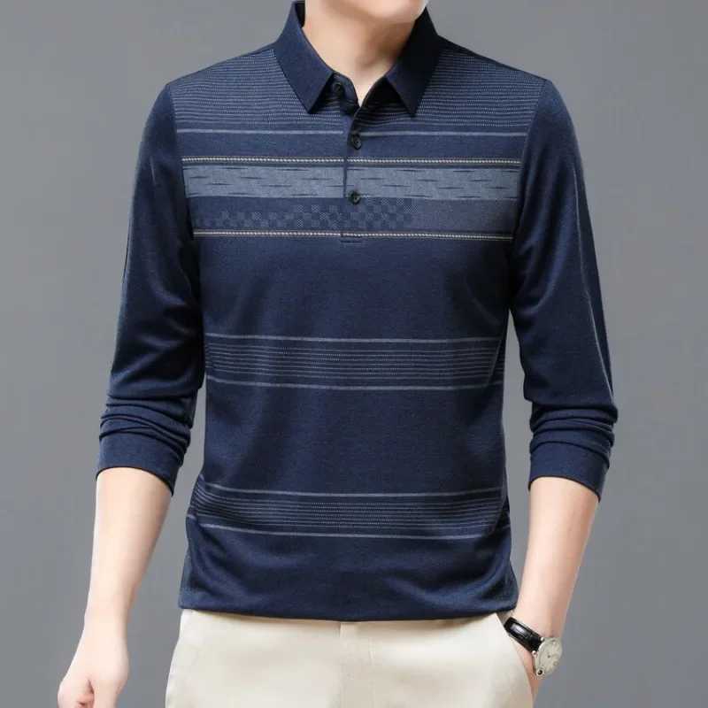9 Styles 2024 Autumn Polo Printed Mens Stripe Loose Thin Trendy Long Sleeve T-shirt Polo ShirtXJ240906