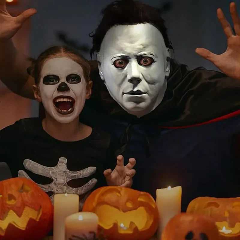 Halloween Michael Myers Mask Cosplay Horror Bloody Killer Demon Latex Helmet Carnival Masquerade Party Props Realistic HeadgearXJ240905