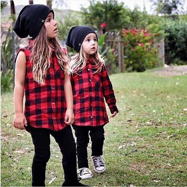 Child Kids Boys Girls Long Sleeve Plaid Check Tops Blouse Casual Clothes Y240906
