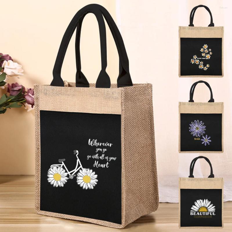 2025 new shopping bags womens reusable en oneshoulder daisy pattern print for grocery zhanyishengli