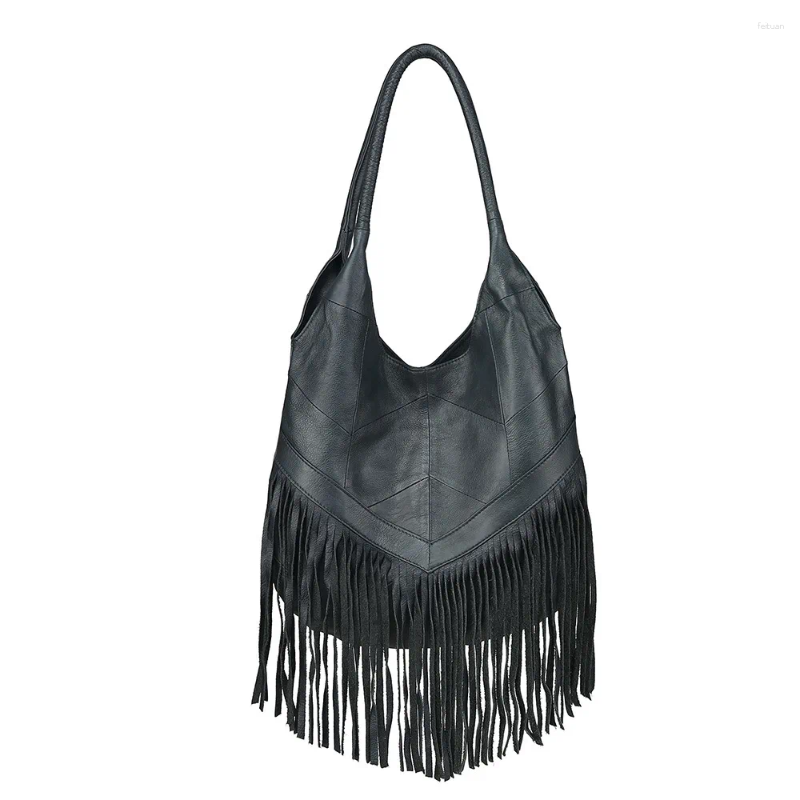 Shoulder Bags 2024 Leather Women's Handbag First Layer Cowhide New Casual Tassel Bag A Generation Of Hair