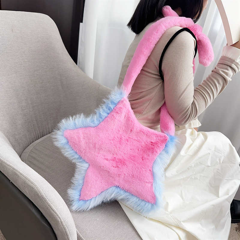 plush bag five pointed star plush bag millennium autumn and winter sweet cool girl niche design y2k casual crossbody bag 240915