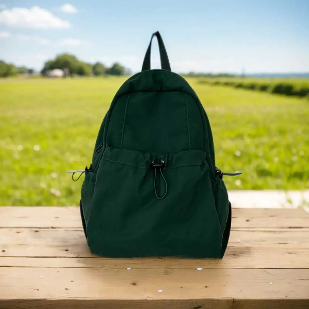 Large capacity school backpack for both boys and girls nylon drawstring lightweight with side pockets suitable travel sports 240906