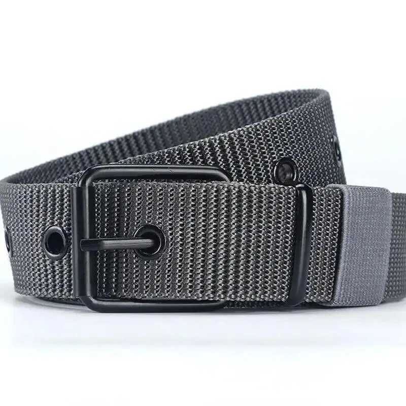 Mens belt Porous canvas buckle leather belt outdoor sports belt womens fashionable eye belt womens jeans belt W240905