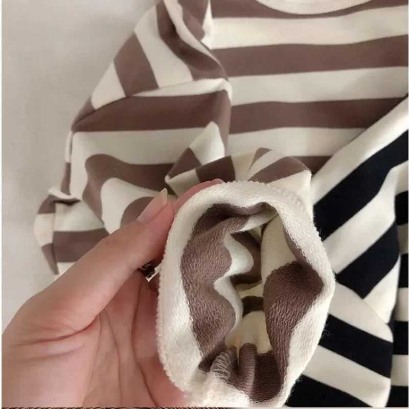 Autumn Kids Striped Long Sleeves T-shirt Toddler Girl Loose Bottoming Shirt Boy Baby Casual Tops Fashion Children Cotton Tees Y240906