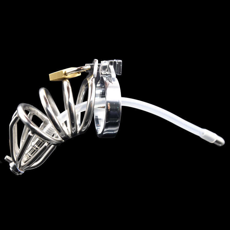 Prison Bird Authentic Men's Stainless Steel Virginity Device Metal Belt Silicone Urethral Tube Adult Products A309