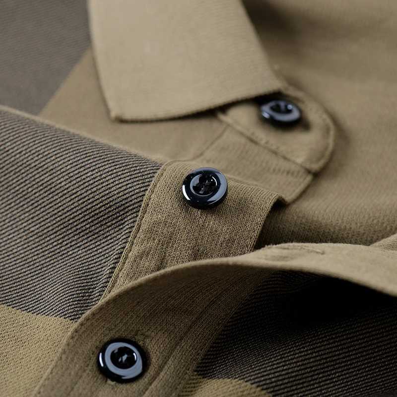 MLSHP Long Sleeve Plaid Mens Polo Shirts Spring Autumn Business Casual Male Polo Shirts High Quality Simple Man Tees 3XLXJ240906