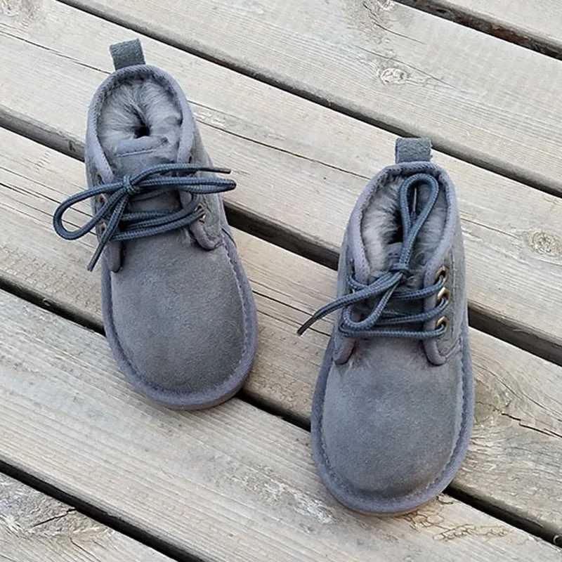 New Winter Kids Boots Baby Girls Snow Boots Warm Plush Soft Bottom Outdoor Children Shoes Lace-up Boy Ankle Boots CSH1214 M240906