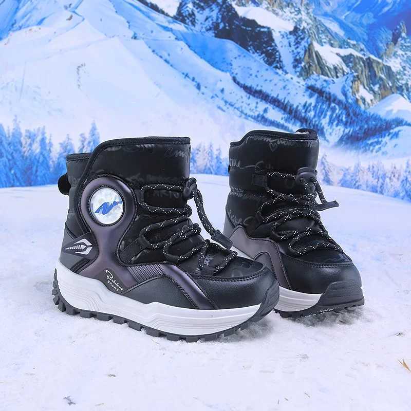 Childrens Snow Boots Thickened Velvet Boys and Girls Outdoor Non-slip Steel Claw Hiking Boot Waterproof Child Casual Warm Boot M240906
