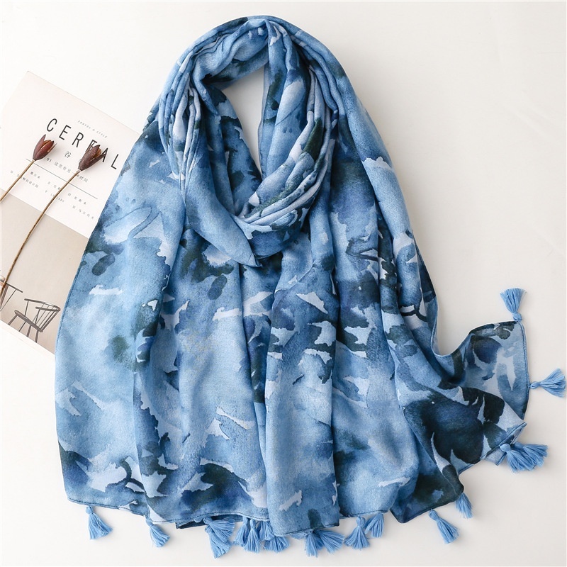 Summer vacation sunscreen Bohemian ink painting rendering scarf large shawl tourism beach towel woman