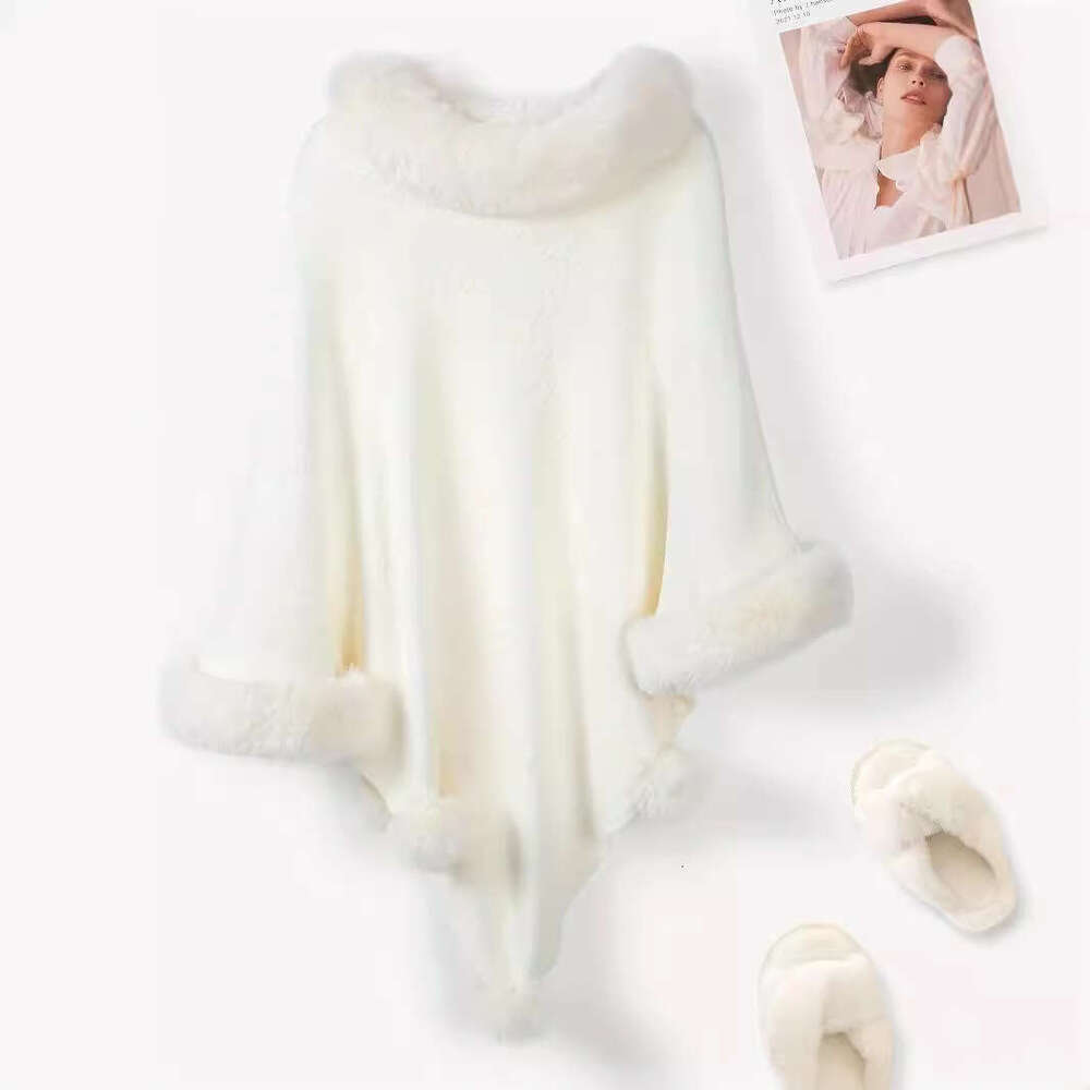 2024 Big Hairy Collar Hoodie Shawl Thickened Warm Premium Laziness Outer Tower Cloak Coat