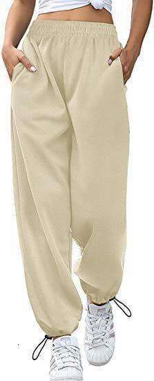 New women's sports and leisure drawstring wide pants with leg ties