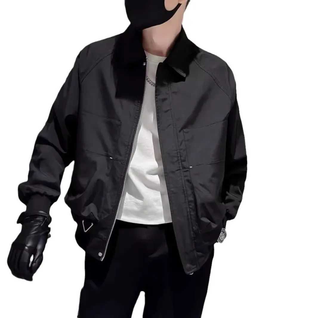 Design Sensibility Mens Autumn Top Jacket Loose Fit Trendy Korean Style Khaki Workwear Flying Jacket For Men Y240906
