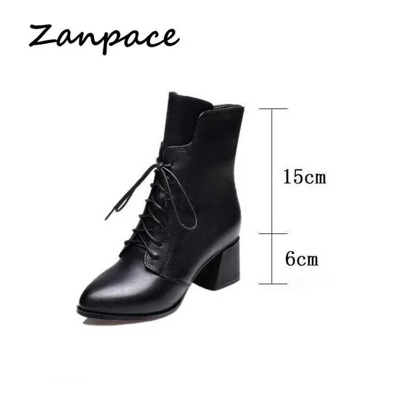 2021 New Leather Womens Boots Thick Veet PU Womens Shoes Womens High Heels Cotton Warm Winter Boots Zapatos De Mujer CL240906