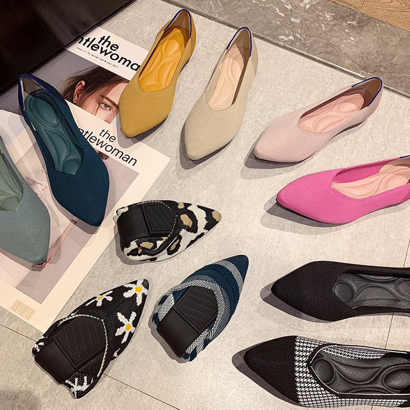 Casual Shoes flat shoes fashion leisure Women's flat shoes pointed knitting elastic comfortable boutique shoes