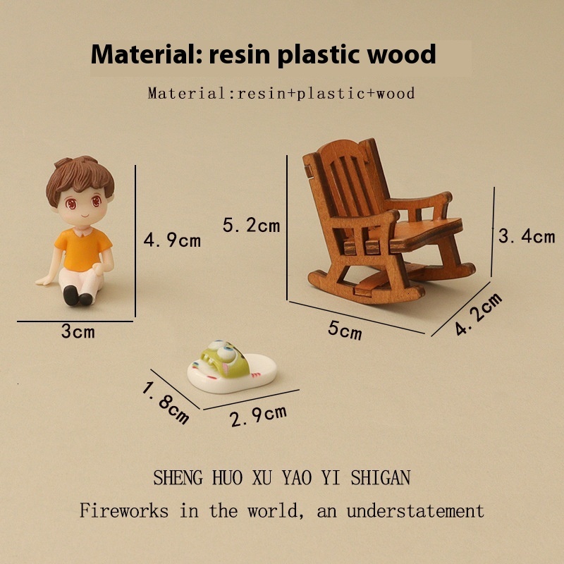 Cartoon creative mini rocking chair slippers for little boys, micro landscape decoration accessories for children's homes, home desktop ornaments