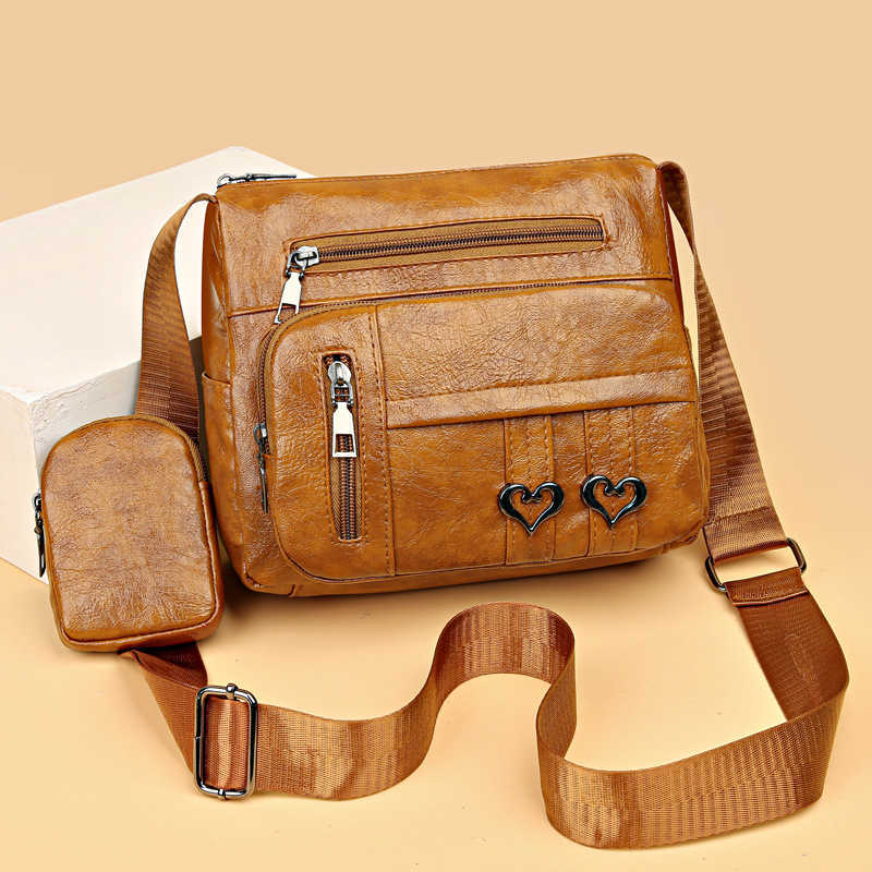 large capacity women's shoulder bag, casual and versatile set of mother and child, women's bag PU crossbody bag, middle-aged mother bag 2409