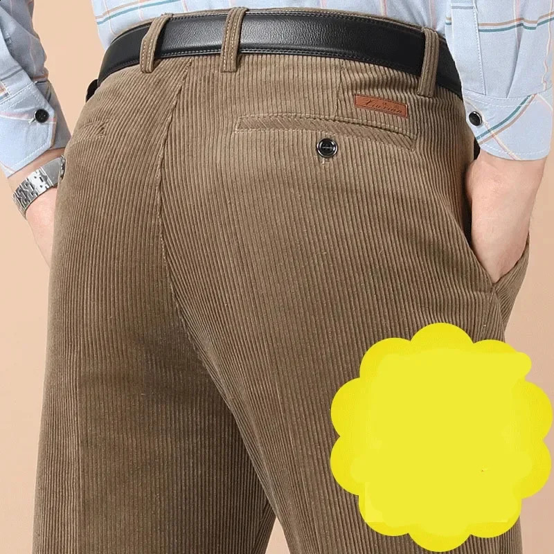 Corduroy comfortable cotton mens straight casual pants slim fit clothing classic Trouser for autumn and winter of 240905