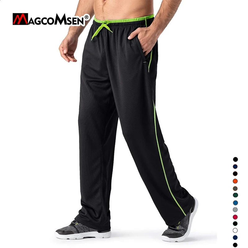 MAGCOMSEN mens jogging pants with mesh lining quick drying breathable loose fit fitness pants summer sportswear tracksuit Trousers 240906