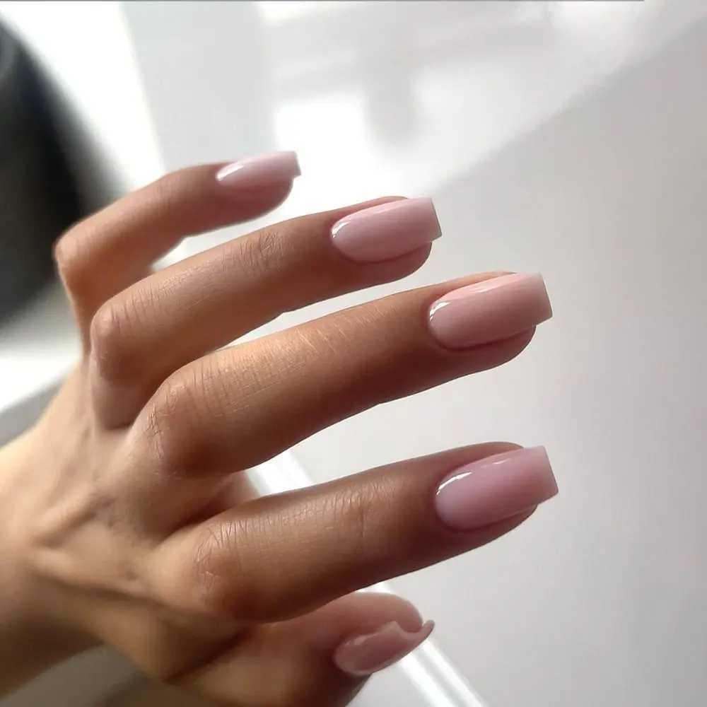 24 solid color fake nails with square heads French fake nails medium long press nails waterproof fake nails W240905