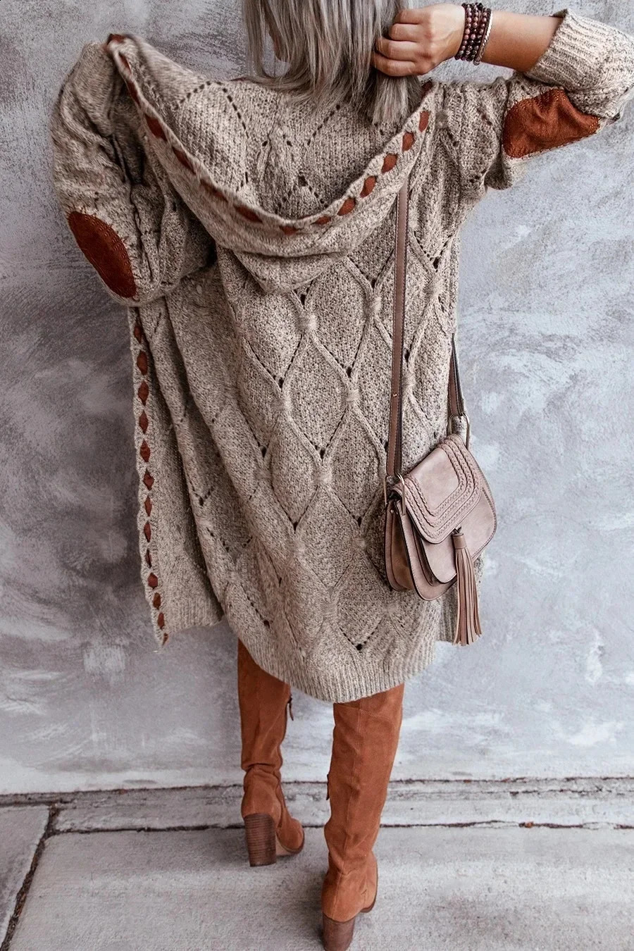 Thick Knitted Open Collar Womens Vneck Long Retro Hoodie SpringSummer Autumn Skydiving Jacket 240905