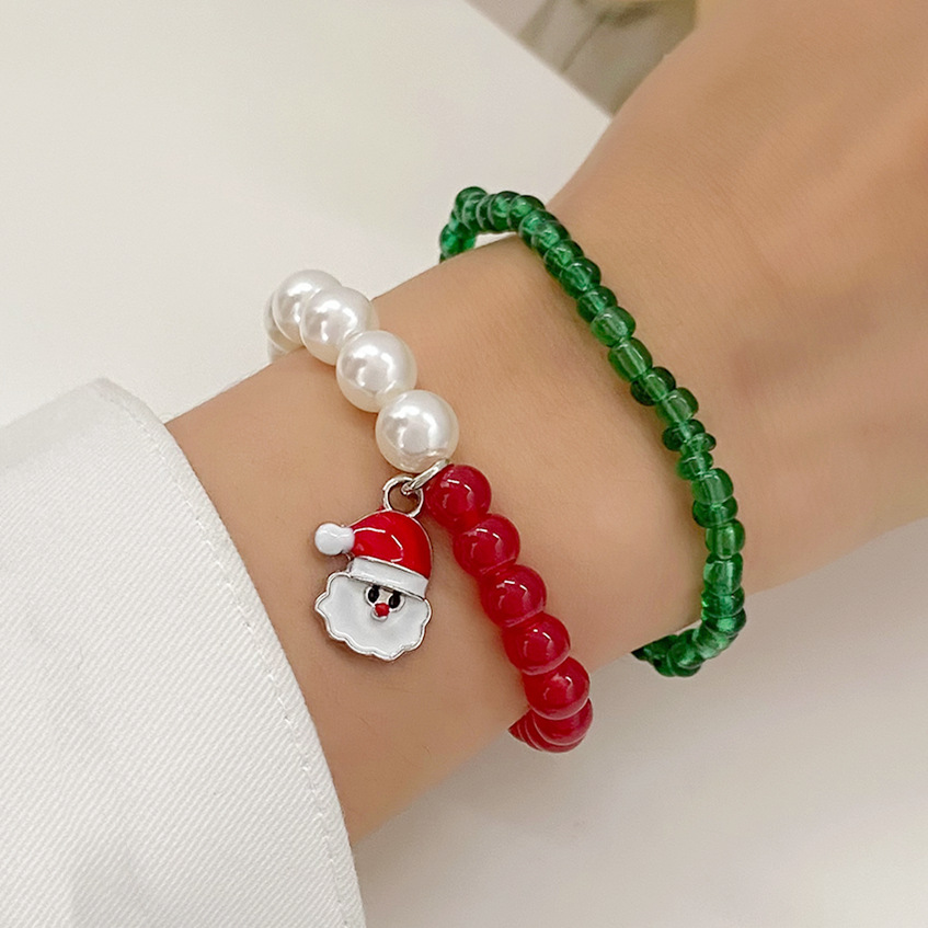 Festive Christmas Beaded Jewelry Collection - Unique Miyuki Seed Bead Bracelets Featuring Jolly Old Saint Nick