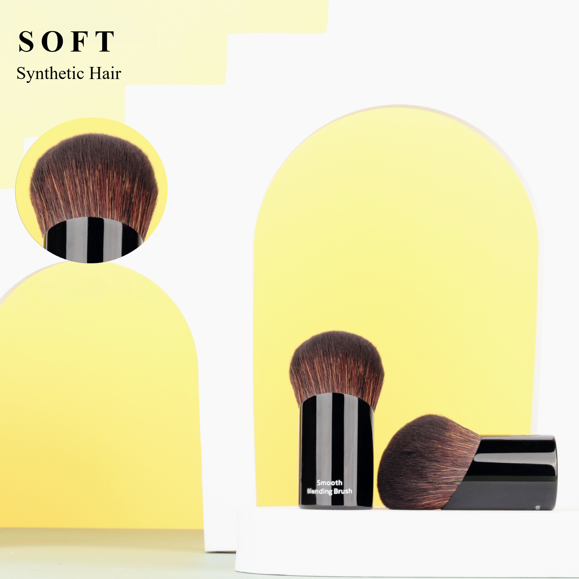 Kabuki Smooth Blending Makeup Brush Angled Portable Travel Powder Foundation Cosmetic Tool with Synthetic Hair z250527II8P