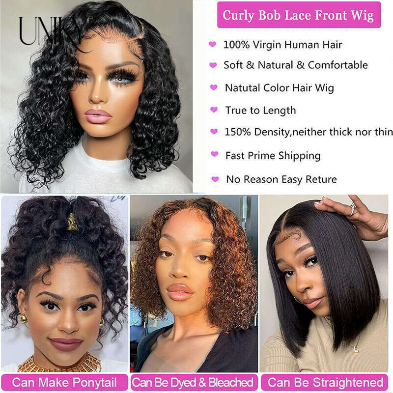 Water Wave Front For Women Brazilian Closure Bob Wig 13X4 Transparent Lace Frontal Short Wigs Human Hair Pre Plucked