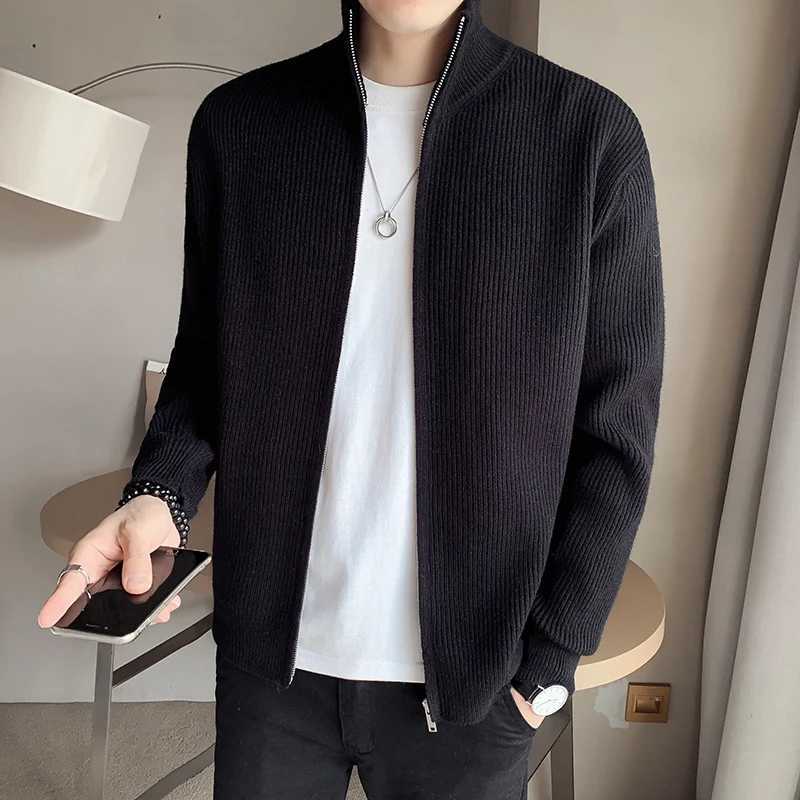 2023Fine Mens Fashion Breathable Casual British Style Youth College Fashion Trend Comfortable Slim Cardigan Korean Version Knit Y240906
