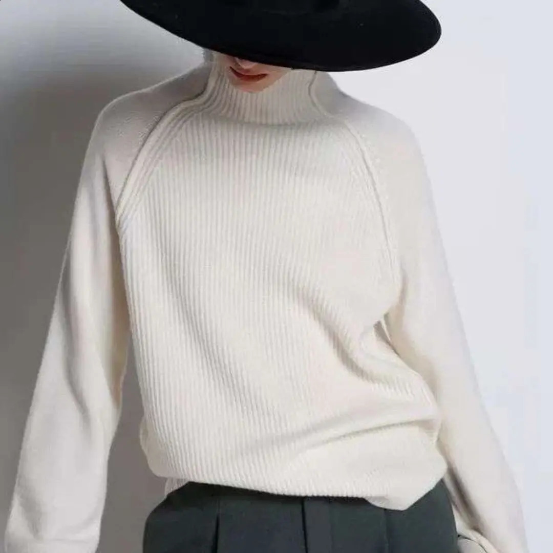WinvyNee Womens Merino Wool Sweater High Collar Casual Loose Coat Warm Knitted Zipper Clothing Size Up Winter A1003012 240905