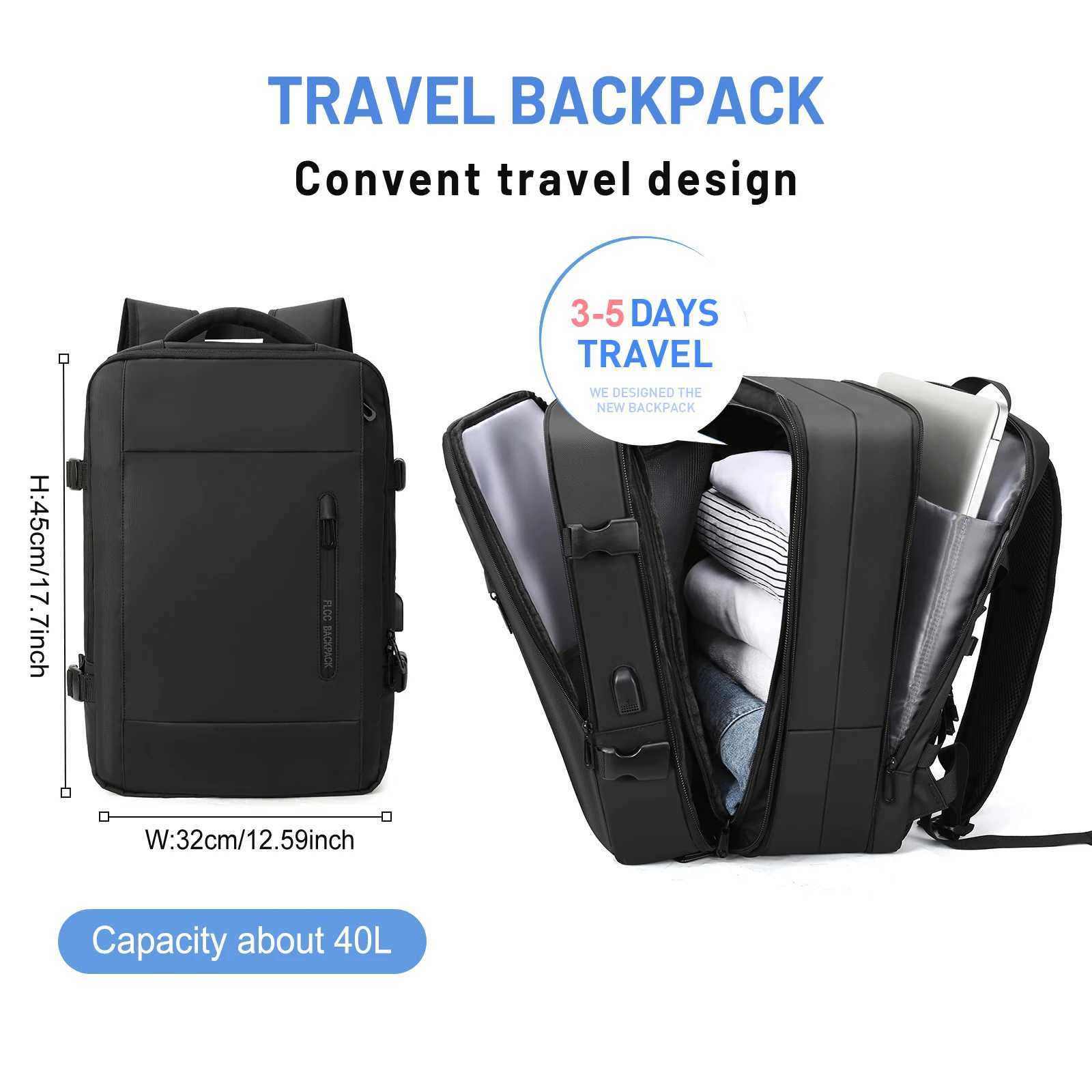 Business Travel Backpack for Men Expandable Water Resistant with Usb Black Laptop 15 6 Inch College Work 240906