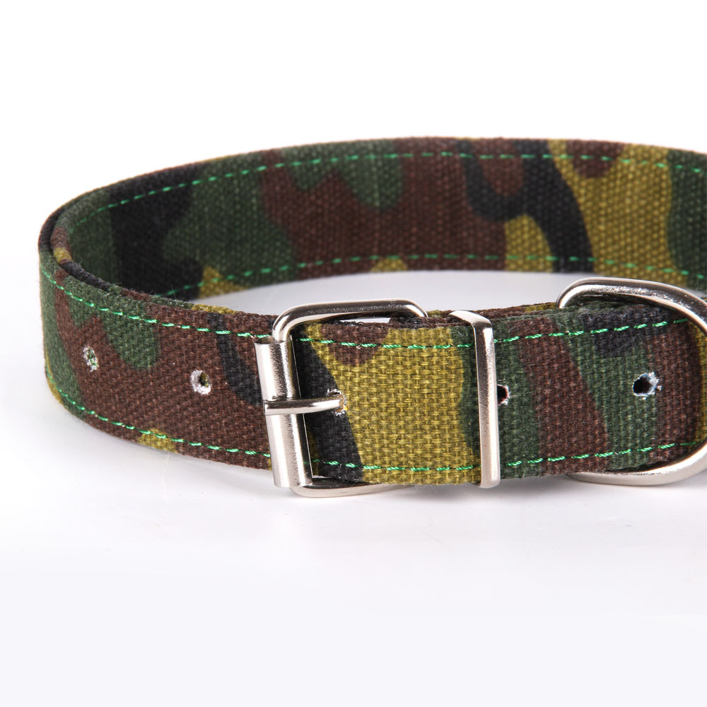 Medium and large training dog Camouflage wood camouflage collar Fashion canvas pet large dog collar collar collar