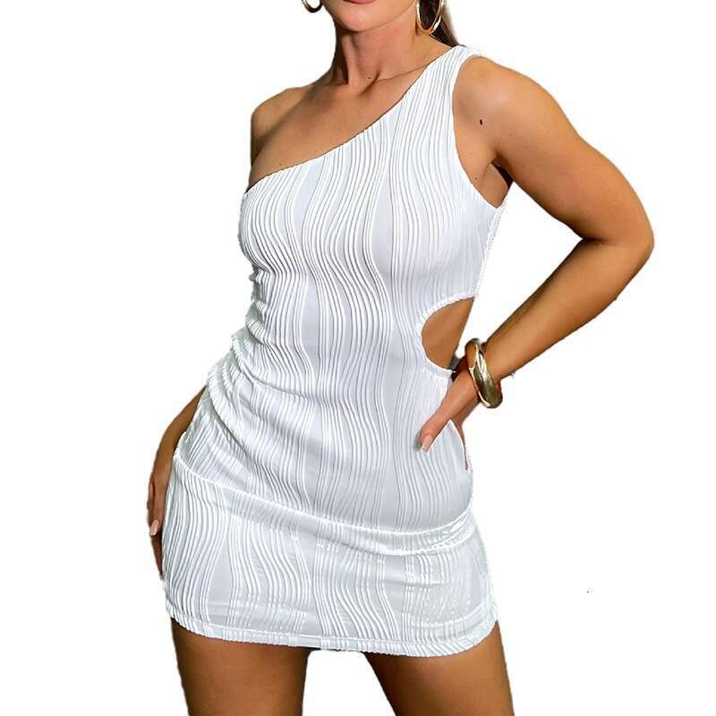 2024 New Women's Water Wave Pattern Slanted Shoulder Sexy Bag Hip Sleeveless Dress for Women