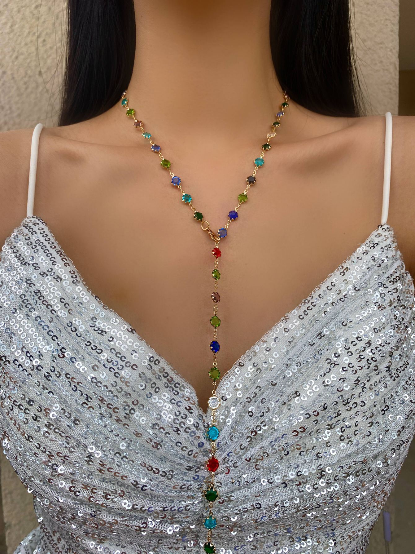 Dainty Long Gold Necklaces for Women Trendy Lariat Y Necklace 14k Gold Plated Layered Beaded Drop Necklaces Simple Handmade Bar CZ Pendant Y-Shaped Ch