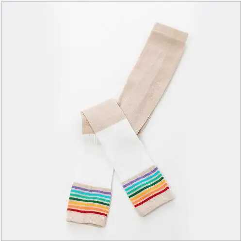 Spring 2024 new childrens pantyhose color matching rainbow baby cropped pants girls leggings Y240906