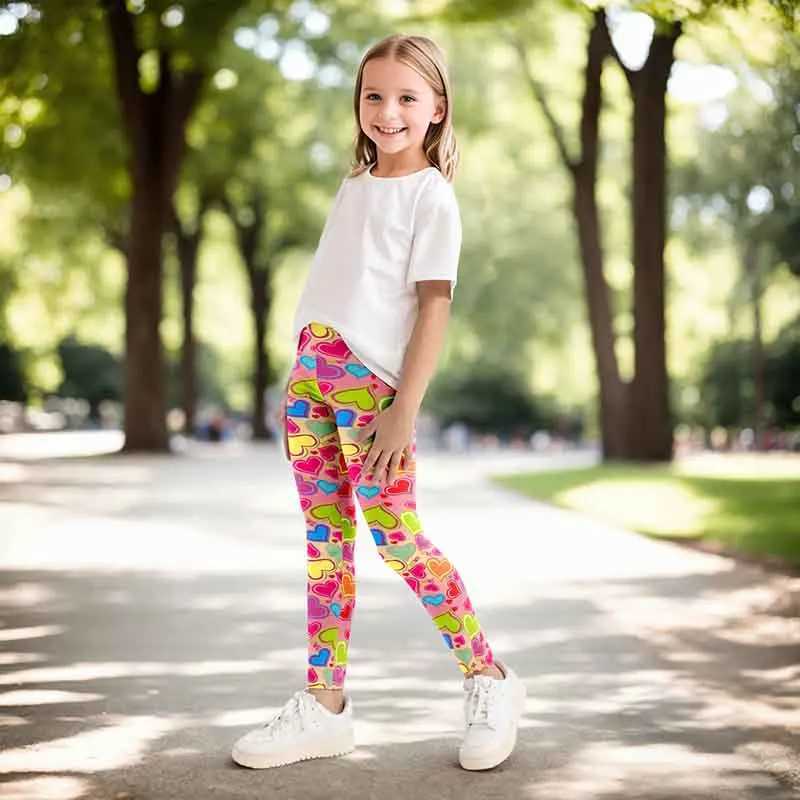 Kids Girls Leggings Casual Soft Comfortable Milk Silk Pants for Baby Girls Cartoon Printing Sports Pants Children Clohing 4-12Y Y240906