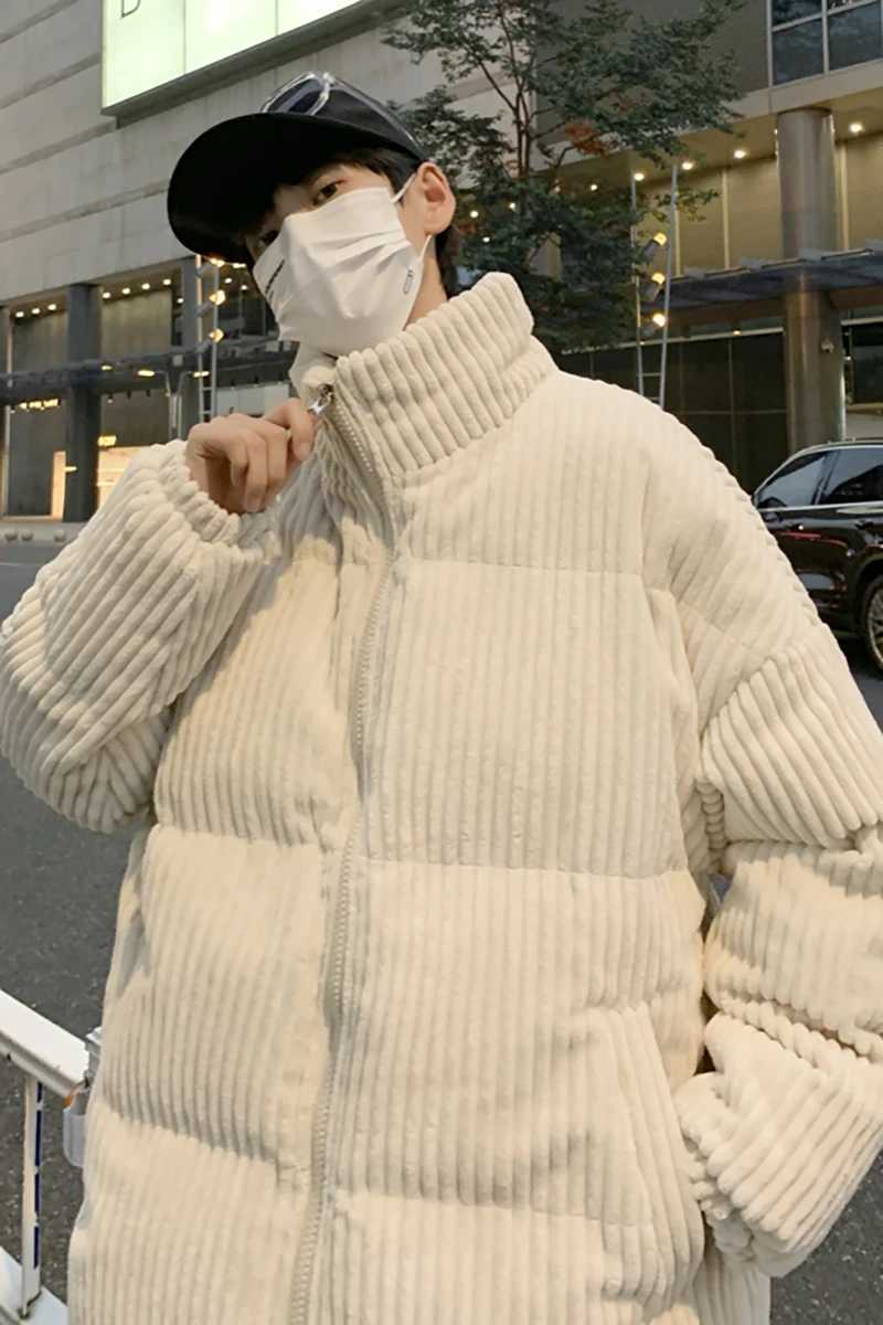Men And Women Jacket Corduroy Collar Bread Lovers Winter Cotton-padded Joker Loose Couple Thicken Clothes Wool Warm Coat M240906