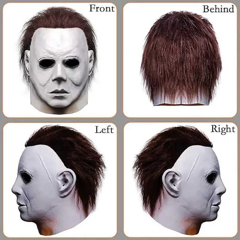 Halloween Michael Myers Mask Cosplay Horror Bloody Killer Demon Latex Helmet Carnival Masquerade Party Props Realistic HeadgearXJ240905