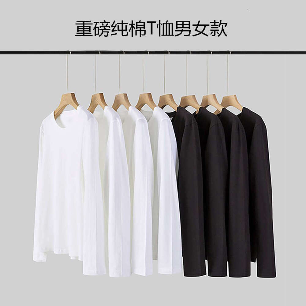 Cotton long sleeved T-shirt women loose layering for autumn winter bottom layer shirt solid color mens and womens top T