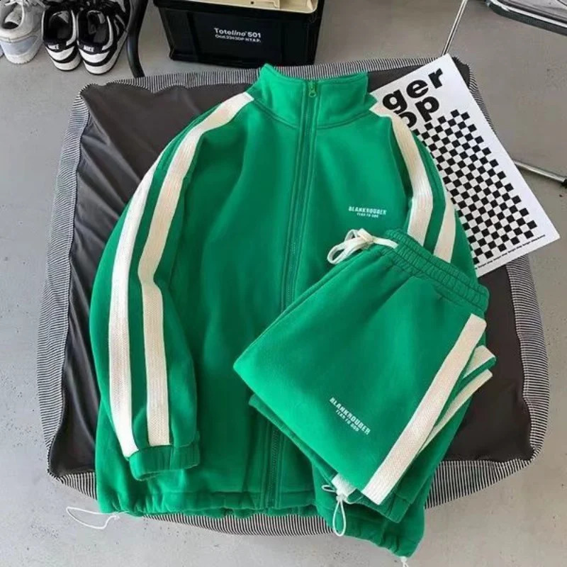 Joggers sportswear mens spring and autumn cardigan casual sports pants preparatory striped twopiece unisex 240904