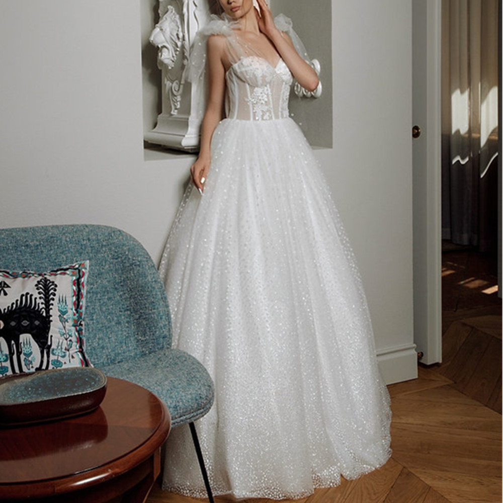 Arabic Dubai Ball Gown Wedding Dress Princess Pearls Beads Wedding Dresses Sheer Tulle Jewel Neck Lace Appliques Puffy Wedding Gown 04